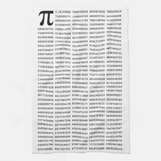 1000 Eerste cijfers Pi-nummer | Wiskundig symbool Theedoek (Verticaal)