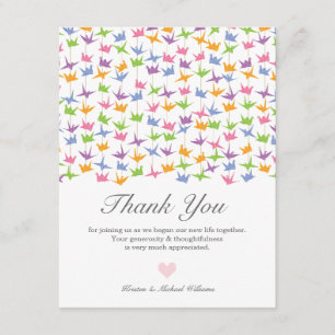 1000 Hangende Origami Papier Kranen Bruiloft Bedankkaart