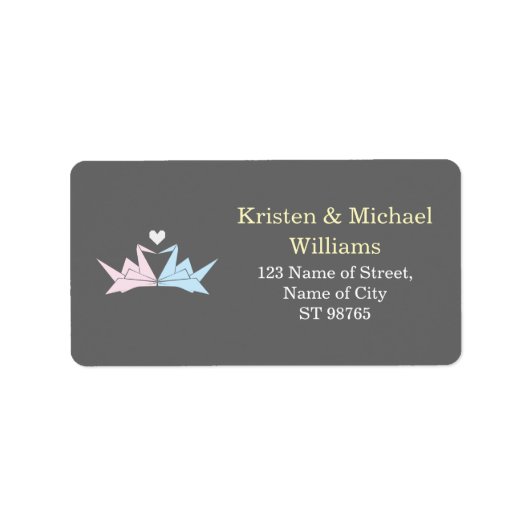 1000 Hangende Origami Papier Kranen Bruiloft (Grij Etiket (Voorkant)