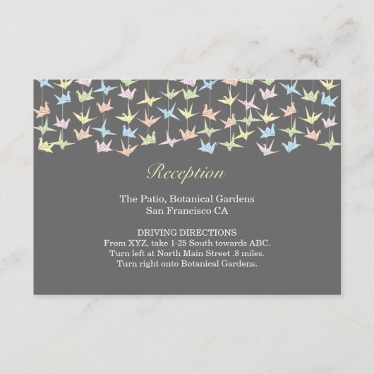 1000 Hangende Origami Papier Kranen Bruiloft (Grij Informatiekaartje (Voorkant)