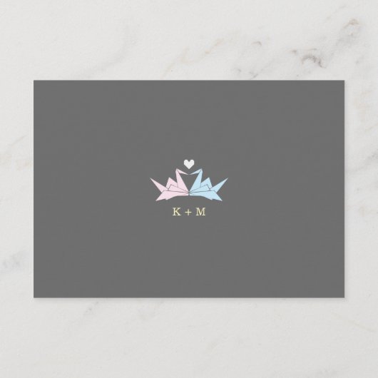 1000 Hangende Origami Papier Kranen Bruiloft (Grij Informatiekaartje (Achterkant)