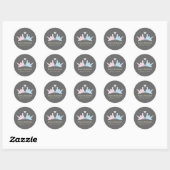 1000 Hangende Origami Papier Kranen Bruiloft (Grij Ronde Sticker (Vel)