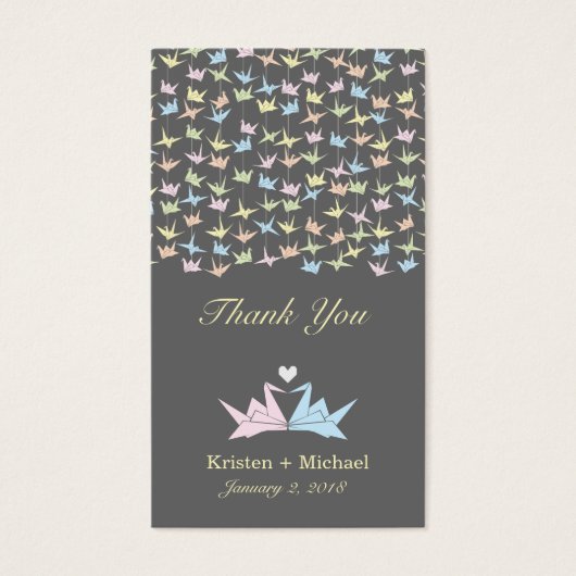 1000 Hangende Origami Papier Kranen Bruiloft (Grij Visitekaartjes (Voorkant)