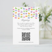 1000 Hangende Origami Papier Kranen Bruiloft Informatiekaartje (Staand voorkant)