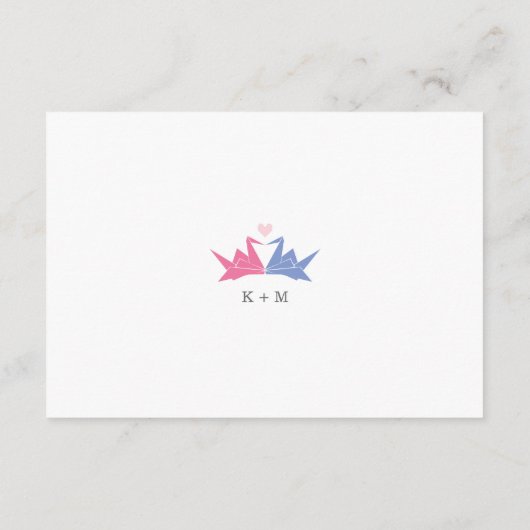 1000 Hangende Origami Papier Kranen Bruiloft Informatiekaartje (Achterkant)