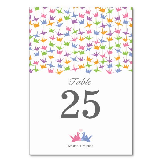 1000 Hangende Origami Papier Kranen Bruiloft Kaart (Voorkant)