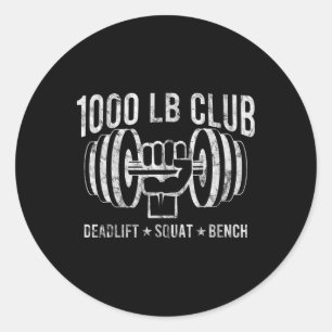 1000 Lbs Club Powerlifting Spier Krachttraining Gi Ronde Sticker