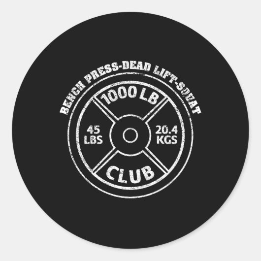 1000 lbs Pond Club Gym Weightlift Dead Lift Ronde Sticker (Voorkant)