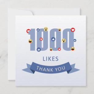 1000 Likes Bedankt met emoji en hart