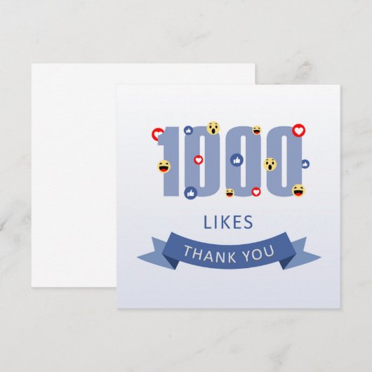 1000 Likes Bedankt met emoji en hart (Voorkant / Achterkant)