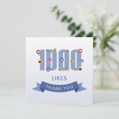 1000 Likes Bedankt met emoji en hart (Staand voorkant)