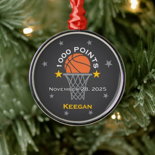 1000 Points Basketball Milestone Custom Metalen Ornament (Boom)