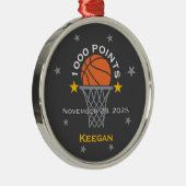 1000 Points Basketball Milestone Custom Metalen Ornament (Rechts)