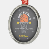 1000 Points Basketball Milestone Custom Metalen Ornament (Links)