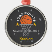 1000 Points Basketball Milestone Custom Metalen Ornament (Voorkant)