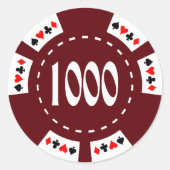 $1000. Poker Chip Ronde Sticker (Voorkant)