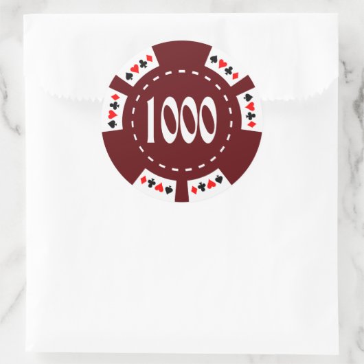 $1000. Poker Chip Ronde Sticker (Tas)