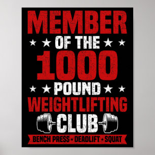 1000 Pond Gewichtheffen Club Bodybuilding Workout Poster
