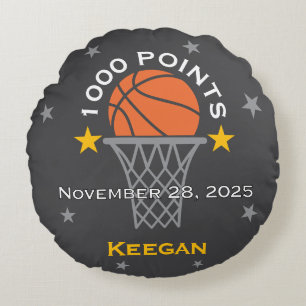 1000 Punten Basketbal Mijlpaal Custom Rond Kussen