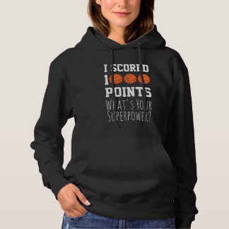 1000 Punten Carrière Speler Basketbal Middelbare S Hoodie