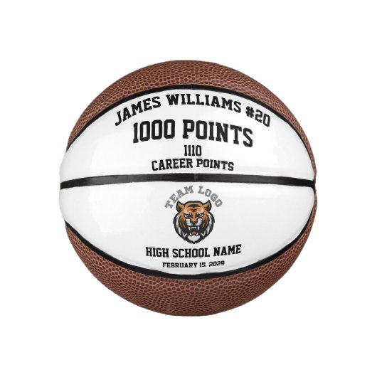 1000 Punten Mijlpaal Gepersonaliseerd Herdenking Basketbal (Voorkant)