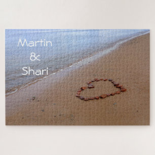 1000-stuk Red Rocks Heart op de zandstrand Legpuzzel