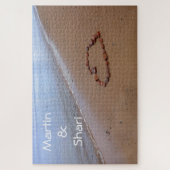 1000-stuk Red Rocks Heart op de zandstrand Legpuzzel (Verticaal)