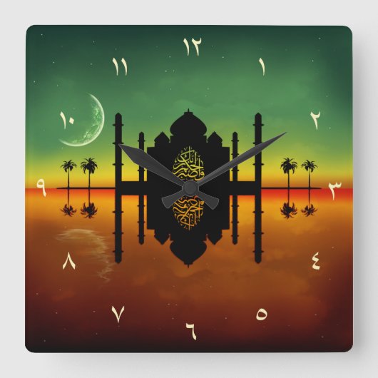1001 Oriental Night Reflection Vierkante Klok (Voorkant)