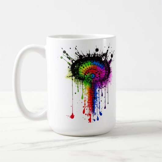 1005 Groovy Rainbow Inkblot Koffiemok (Links)