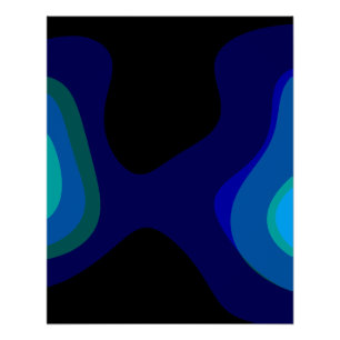1007 Zwart-blauw Abstracte kunst Perfect Poster