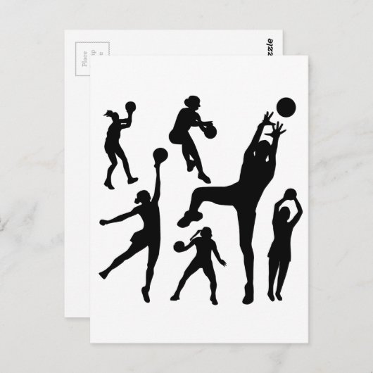 10097-netball-silhouet-vector NETTOBALPE VAN DE BA Briefkaart (Voorkant / Achterkant)
