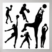 10097-netball-silhouet-vector NETTOBALPE VAN DE BA Poster (Voorkant)