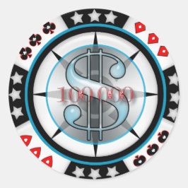 $100,000. Poker Chip Ronde Sticker