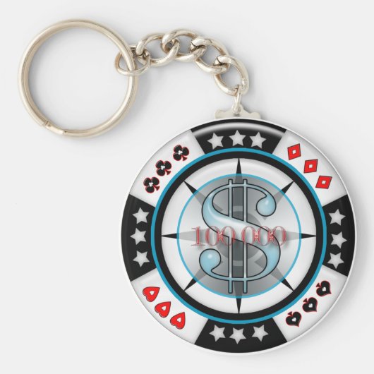 $100,000. Poker Chip Sleutelhanger (Voorkant)