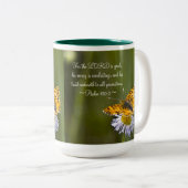 100:5 psalm tweekleurige koffiemok (Voorkant rechts)