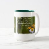 100:5 psalm tweekleurige koffiemok (Voorkant rechts)