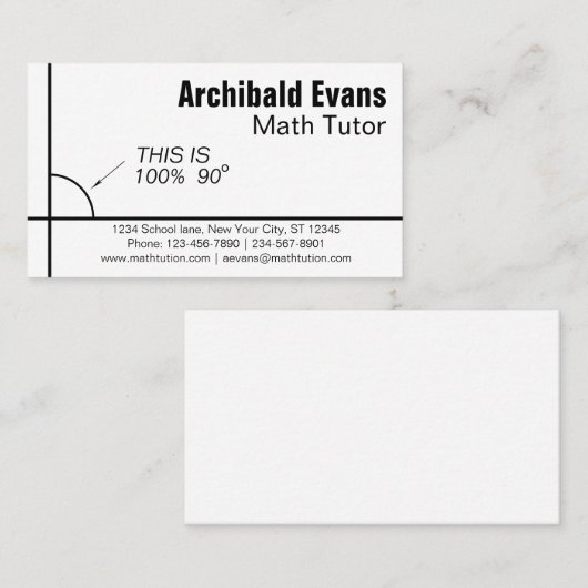100% 90° Grappige wiskunde leraar Visitekaartje (Voorkant / Achterkant)
