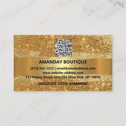 100 Aangepaste Logo QRCODE Gold Glitter Glitter Ma Visitekaartje (Achterkant)