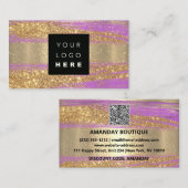 100 Aangepaste Logo QRCODE Gold Glitter Strokes Ro Visitekaartje (Voorkant / Achterkant)