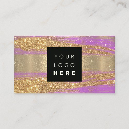 100 Aangepaste Logo QRCODE Gold Glitter Strokes Ro Visitekaartje (Voorkant)