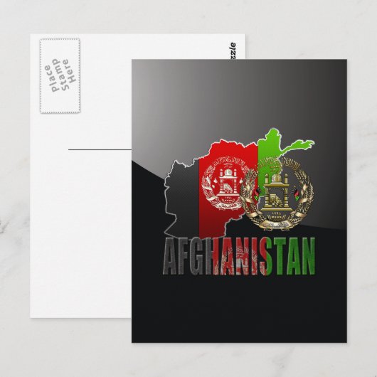 [100] Afghanistan: COA, Vlag & Kaart (Voorkant / Achterkant)
