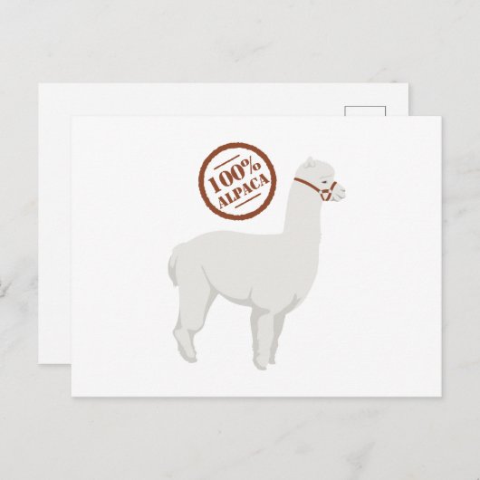 100% Alpaca Briefkaart (Voorkant / Achterkant)