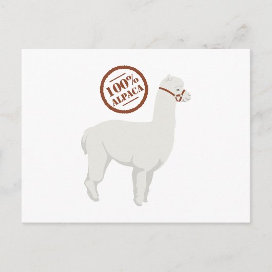 100% Alpaca Briefkaart (Voorkant)