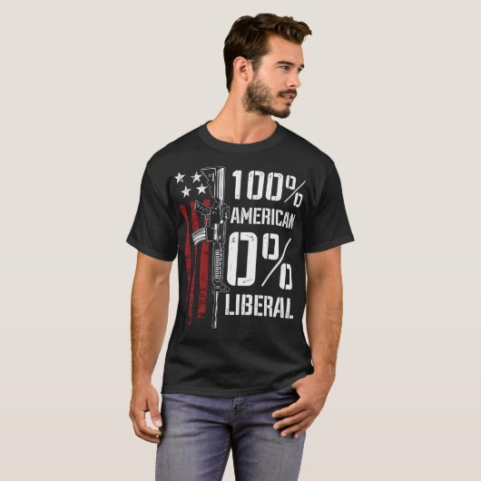 100% Amerikaans 0% Liberaal - Funny Pro Pistool -  T-shirt (Voorkant volledig)