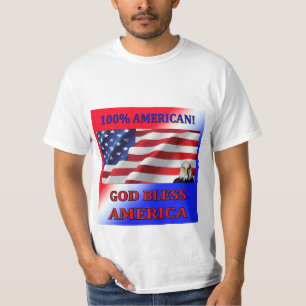 100% Amerikaans-God Bless America Mannen T-Shirt