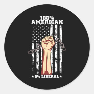 100 Amerikaanse 0 Liberale Amerikaanse vlag Ronde Sticker