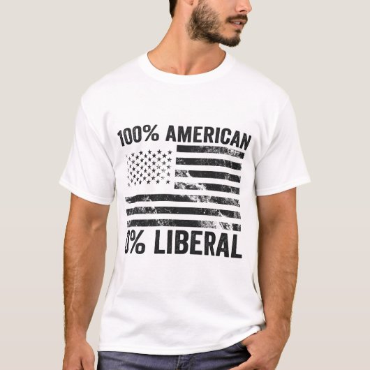 100% Amerikaanse 0% liberale republikeinse vlag T-shirt (Voorkant)