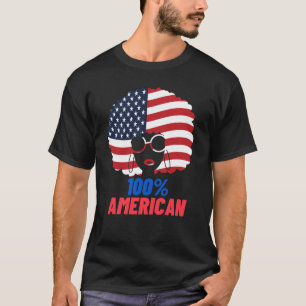 100% Amerikaanse vlag Afrikaanse Afro Patriot  T-shirt