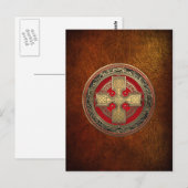 [100] Ancient Celtic Sacred Gold Knot Cross Briefkaart (Voorkant / Achterkant)