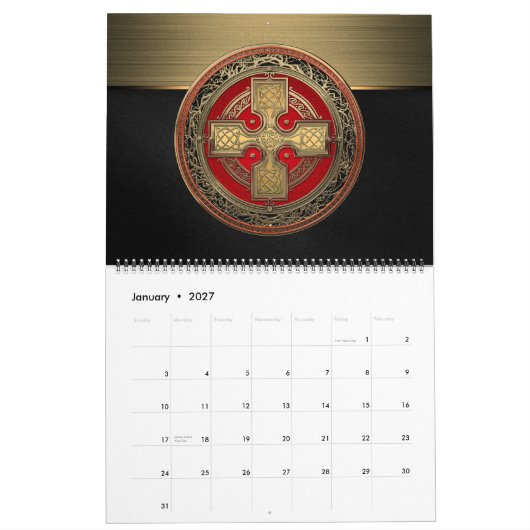 [100] Ancient Celtic Sacred Gold Knot Cross Kalender (Jan 2027)